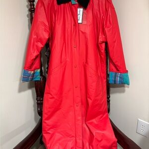 NWT 80s Vintage Long Misty Harbor Anyweather Red Rain Coat Womens Size - Small